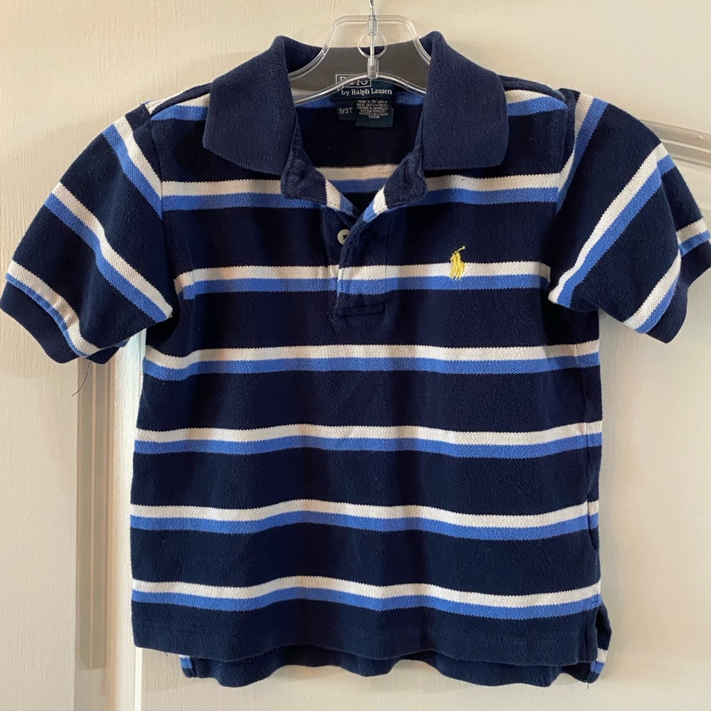 Polo by Ralph Lauren Blue Striped Short Sleeve - Size 3T - VGUC
